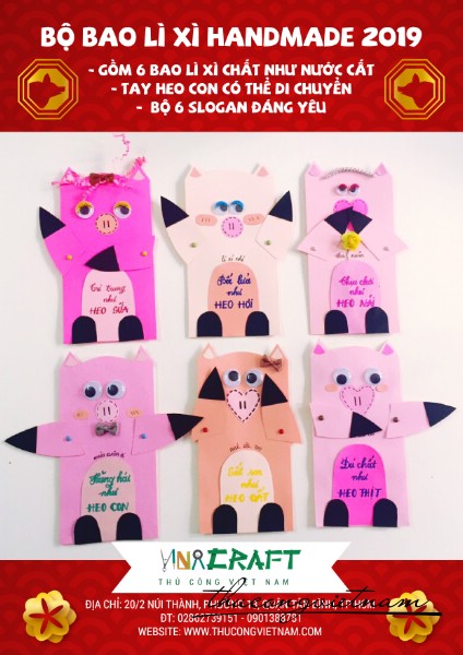 Set bao lì xì heo hồng